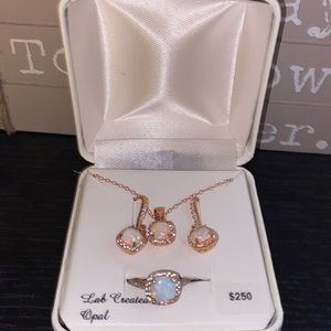 Earrings, Necklace, and ring set